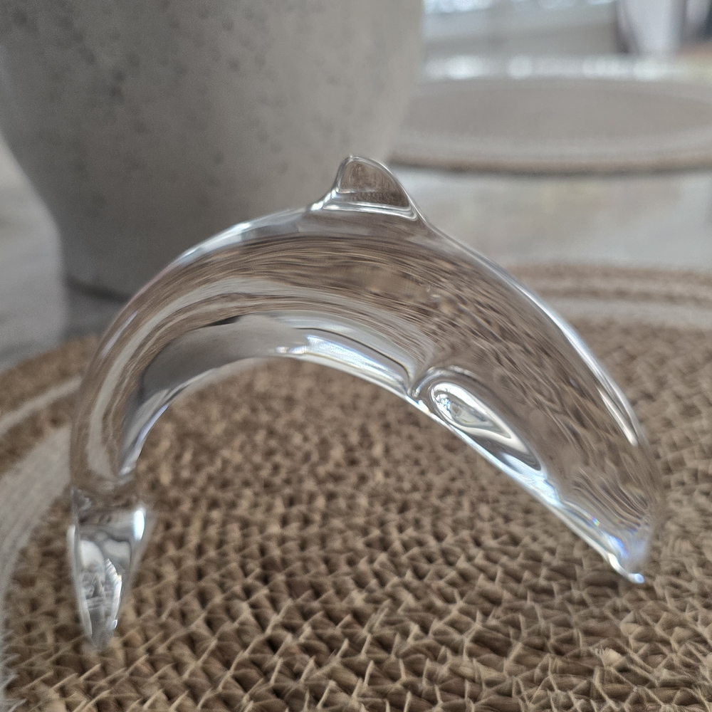 Vintage Baccarat France Crystal Dolphin Sculpture